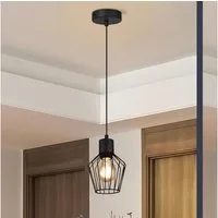 ZMH Pendelleuchte Esszimmer Schwarz 1 Flammig Industrie Esstisch Hängend Lampe für Küche, Robuste Struktur, Einfache Installation, ohne Leuchtmittel, Einstellbare Länge MAX. 40W Schlafzimmer Cafe