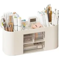 Ophy Organizer Schreibtischorganizer mit 10 Fächern & Doppelschicht (transparente Aufbewahrungsbox), für Stifte, Buntstifte und Schreibwaren (große Kapazität)