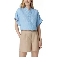 Polo Ralph Lauren Leinenhemd Damen Leinenbluse mit Mao-Kragen Dolman-Ärmel mit fixierten Bündchen, Raffungen am Rückenpasse