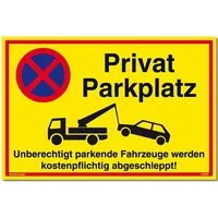 König Werbeanlagen Hinweisschild Schild Privatparkplatz gelb, stabiles Alu-Schild mit UV-Schutz 30 x 20 cm