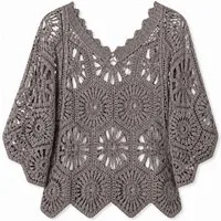 ITALY VIBES Blusenponcho - Häkelshirt - Spitzenshirt - ITALY VIBES - Boho - Oversize ONE SIZE- passend für Größen S - L