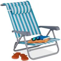 relaxdays Gartenliege Klappbarer Liegestuhl mit Nackenkissen, 1 St., 1-teiliges Set: Strandstuhl mit Nackenkissen
