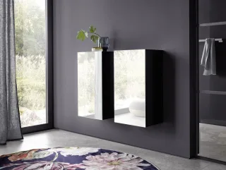 emco Halb-Hochschrank evo, mit Doppelspiegeltür, 750 mm, schwarz/spiegel, 957950903 957950903