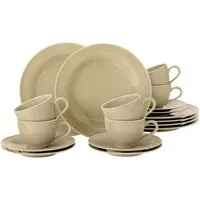 Seltmann Weiden Kaffeeservice Geschirr-Set, Service Beat (18-tlg), 6 Personen, Porzellan, Teller, Tassen, Untertassen, Rillendekor, 18 Teile, für 6 Personen