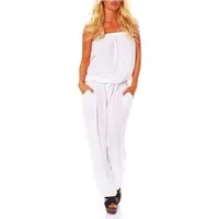 malito more than fashion Jumpsuit malito Damen Einteiler in Uni Farben, Overall mit Stoffgürtel, Jumps mit Bindeband Einheitsgröße