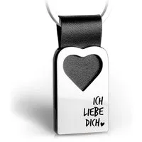 FABACH Schlüsselanhänger Leder mit Herz und Gravur "Ich liebe Dich" - Geschenk Liebe
