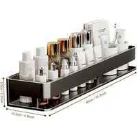 ibettertec Duschablage Edelstahl Eckregal ohne Bohren,in Größen 30/40/50 cm,Duschkorb, Aluminium Rostfrei,Badezimmer Duschablage, Schwarzes Wandregal für Bad und Küche, inkl. Gewürzregale