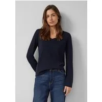 s.Oliver Longpullover Strickpullover Feinstrickpullover mit V-Ausschnitt und Rollkante am Saum