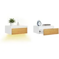 SoBuy Nachttisch FBT174/175, 2er set Nachtschrank Nachttisch hängend, Bettablage, Wandregal mit Bewegungssensor Licht, mit Schublade, Schlafzimmer