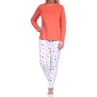 Normann Pyjama Damen Schlafanzug lang mit tollem Farbzusammenspiel-Optik