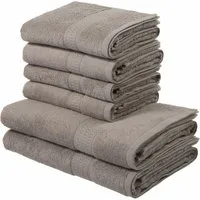 OTTO home Handtuch Set Juna, 6-tlg., 2 Duschtücher (70x140) 4 Handtücher (50x100), Walkfrottee (6-St), 100% Baumwolle, Handtuch-Set mit Bordüre, Uni-Farben, weich