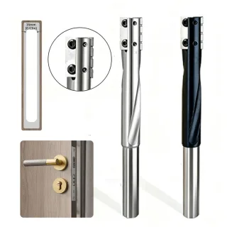 1PC 12mm Shank Spiral Mortise Cutter Bit for Door Lock Through Hole Chip Removal Bottom Cleaning Tungsten Carbide End Mi