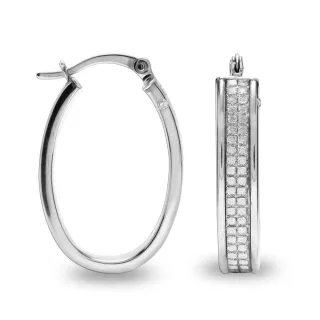 Damen Ovale Creolen aus 925 Sterling Silber mit Zirkonia BIPU087