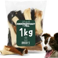 Breers Pet Food Rinderkopfhaut getrocknet mit Fell 1 kg Kausnack Hundeleckerlie, Einzelfuttermittel für Hunde für: Hunde, Harter Kauartikel, Leckerli getreidefrei, Hundesnack zuckerfrei