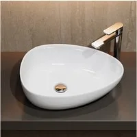 HOROW Waschbecken Aufsatzwaschbecken, Handwaschbecken ohne Hahnloch, ultradünner Rand (Badezimmer Aufsatzwaschbecken, ohne Hahnloch und Überlauf), leichte Reinigung, ohne Überlauf und Hahnloch