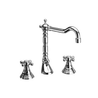 Herzbach Anais Classic Armatur 32422000201 chrom, Kreuzgriffe, mit Ablaufgarnitur
