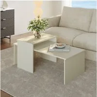 en.casa Satztisch (2er Set), »Sotapim« rechteckig Sandfarben (Oatmeal)