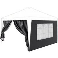 24Move Pavillon Faltpavillon Seitenteile 2er Set 2x3m, grau, (wasserdicht und UV-Schutz, mit Fenster & Reissverschluss, wasserdicht), Optimal für Erweiterung eines Pavillon
