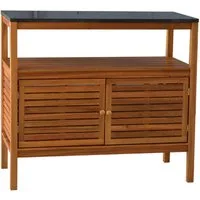 Dehner Outdoor-Küche Southampton Schrank, mit extra Regalboden, 100 x 50 x 90 cm, hochwertig mit polierte Granitplatte, FSC®-zertifiziertes Akazienholz