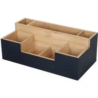 relaxdays Organizer Schreibtisch Organizer Bambus 7 Fächer, schwarz