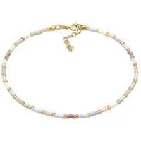 Elli Fußkette Glasperlen Pastell Sommeraccessoire 925 Sterling Silber