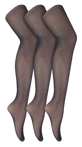 3 Paar Multipack Netzstrumpfhosen für Frauen | Sock Snob | Stylish Footed Pretty Stocking Ideal für Dance Party - Schwarz / Silber