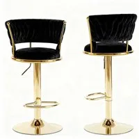 PFCTART Barhocker Samt Barhocker 2er Set höhenverstellbar (Set, 2 St., Rückenlehne – Küchenhocker aus Samt für Kücheninsel, Bar & Esszimmer), 360° drehbar – Barstuhl mit goldener Basis