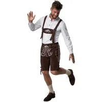 dressforfun Trachtenhose Oktoberfest-Hose in klassischer Trachten-Optik mit feinen (Herrenhose, für Volksfeste in Braun) hoher Tragekomfort, Gürtelschlaufen und abnehmbare Hosenträger