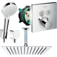 Hansgrohe und Jowi Duscharmatur ShowerSelect Thermostat, Unterputz Duschsystem, Deckenanschluss (Unterputz-Duschsystem, Set) Thermostat
