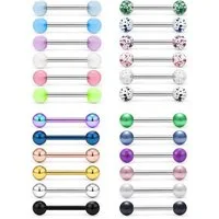 vcmart Piercing-Set 24stk Zungenpiercing Set 14G Chirurgenstahl Piercing Zunge Tongue