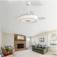BBWL Deckenventilator Deckenventilator 42 Zoll mit LED RGB Licht, leiser DC-Motor, 3 ABS-Flügel, dimmbare 32W Beleuchtung mit Fernbedienung Weiß