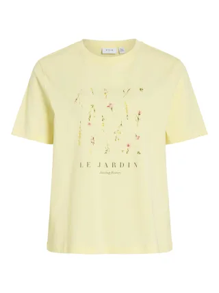VILA - VISYBIL GARDEN O-NECK S/S TOP Pastel Yellow - Gr. - M