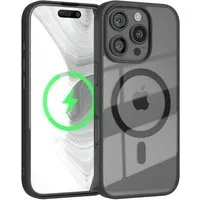 EAZY CASE Handyhülle Transparente Hülle mit MagSafe für iPhone 16 Pro 6,3 Zoll, Qi Charging kompatibel, Silicon Case, Slimcover Displayschutz, Schwarz