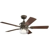 Kichler Deckenventilator, Outdoor mit Licht und Fernbedienung leise, Raumlüfter groß Ø 132cm