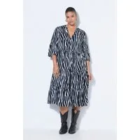 Studio Untold Maxikleid Midikleid Zebra V-Ausschnitt Volants