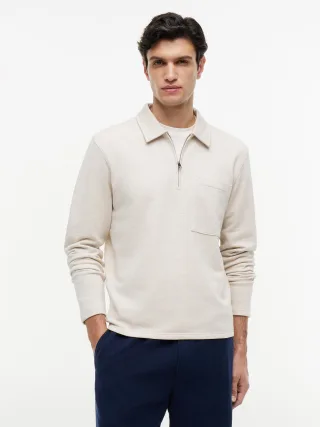 ESSENTIAL TERRY POCKET 1/4 ZIP Heathered Oatmilk - Gr. - S
