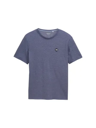 Tom Tailor - T-Shirt mit Struktur crest blue multi structure - Gr. - XL
