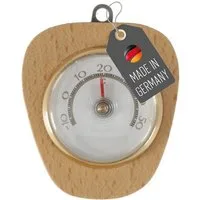 Lantelme Raumthermometer Bimetall Holz Thermometer Zimmer Innenthermometer Analog, Mit Metallöse zum aufhängen, Temperaturanzeige -10 °C bis 50 °C, Deutsche Herstellung, 7,5 x 7 cm