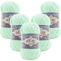 Alize 5 x ALIZE Velluto Häkelwolle, 68 m, Chenillegarn,Kuschelweich für Babydecken, Amigurumi,Samtwolle