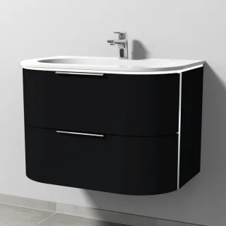 Sanipa 4balance Keramik-Set mit 2 Auszügen und LED-Beleuchtung, Schwarz-Matt, DG41208 DG41208