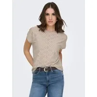 ONLY Kurzarmshirt ONLSMILLA LIFE S/S TOP JRS NOOS regular fit, modisch, Single Jersey, Materialmix, Rundhals