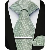 LuxusKollektion Krawatte Krawatte Herren Paisley Taschentuch C1-Salbei Grün Einheitsgröße