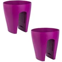Engelland Blumentopf Geländertopf mit Wasserauffangschalen (Vorteils-Set, 2 St., Fassungsvermögen 9 Liter je Topf), UV-beständig, wetterfest, frostbeständig, ideal für Geländer/Zäune