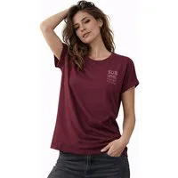 SUBLEVEL T-Shirt Damen Shirt Turn-Up Ärmel Weiches Basic Shirt Rundhals Kurzarm Baunwolle Modal Mix, super soft, unifarben, markenlogo