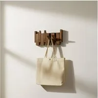 HOME DELUXE Garderobenleiste PORTE - 32cm/56 cm/ 80cm - wählbar, 4 Haken, bewegliche Haken, Garderobe aus Holz