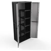 Kreher Mehrzweckschrank Kunststoffschrank 'J-Line' mit Spindfach (Schwarz/Grau)