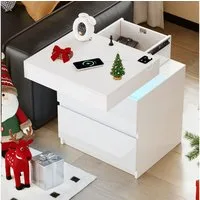 LVSOMT Nachttisch Moderner LED Nachttische mit Geheimfach, Ladefunktion, Sensorlicht (1-St), mit USB-C Laden, Smart LED Lichtfarben