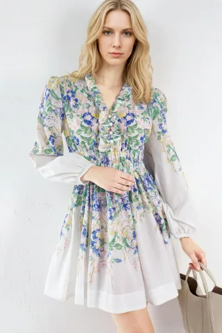 Blumiges A-Linien-Minikleid