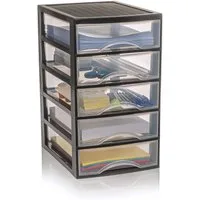 Hausfelder Schubladenbox Schubladenschrank A4 mit 5 Schubladen, Schreibtisch Ordnungssystem, (1-St., A4 mit 5 Schubladen), leicht zu reinigen, BPA-freier Kunststoff, verschiedene Größen