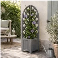 HTI-Living Pflanzkübel Pflanzkübel mit Rankgitter Heidi Grau (Stück, 1 St., 1x Pflanzkübel mit Rankgitter), Blumenkasten mit Spalier Holz
